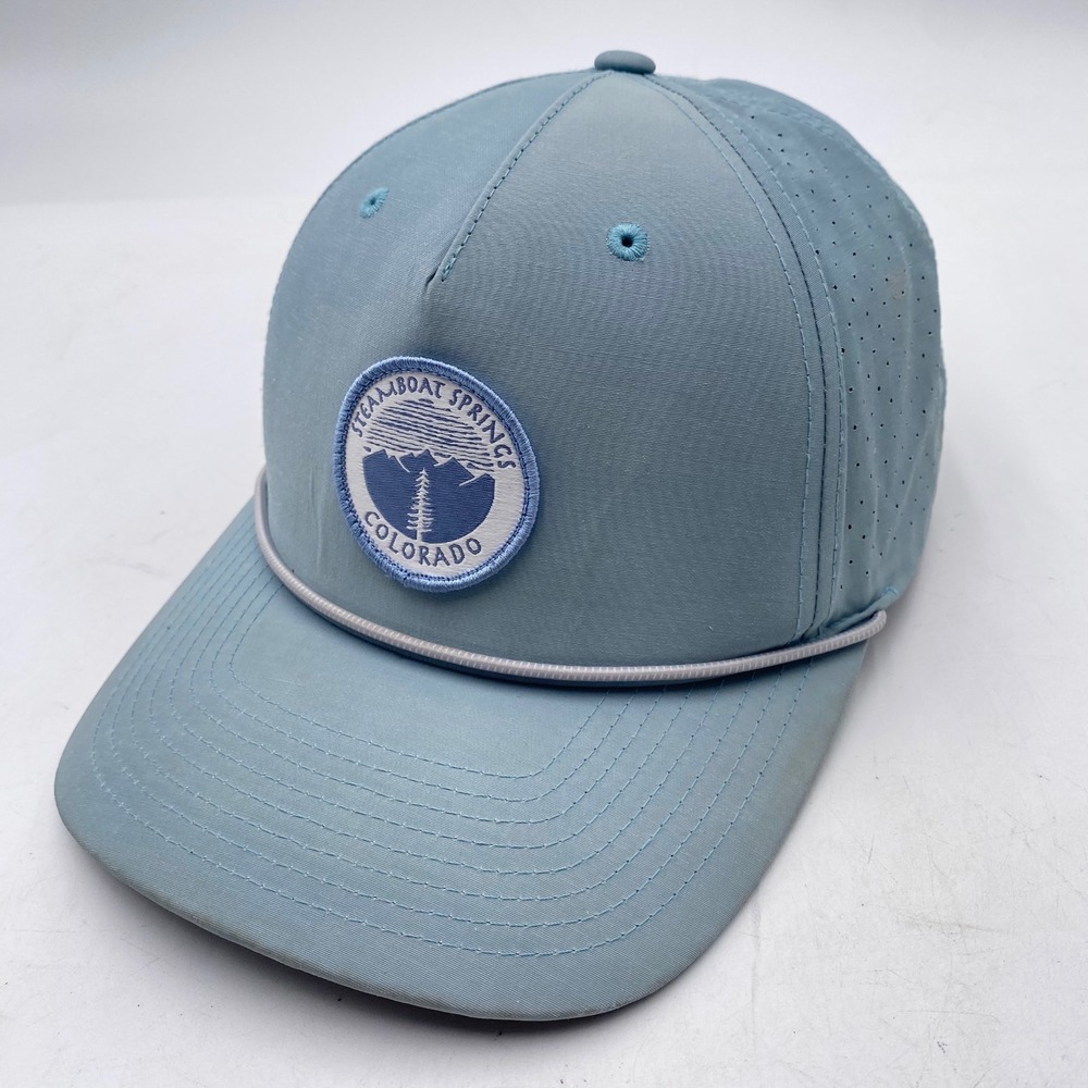 STEAMBOAT SPRINGS Colorado Rope Hat Unisex Blue Perforated Snapback Cap